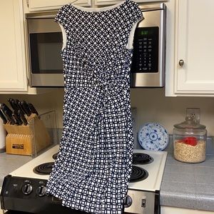 Lauren stretch front knot dress - like new-fully lined cap sleeves blue pull on